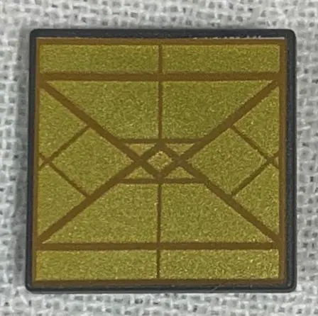 Dark Bluish Gray Road Sign 2 x 2 Square with Open O Clip with Diamond Gold Triangles Pattern
