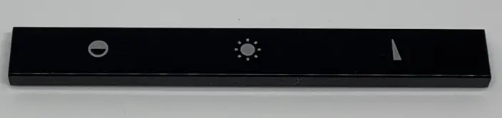 Black Tile 1 x 8 with TV Panel Contrast, Brightness, and Volume Control Symbols Pattern