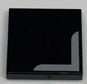 Black Tile 2 x 2 with White Corner Stripe Pattern