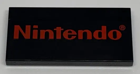 Black Tile 2 x 4 with Red 'Nintendo' Pattern