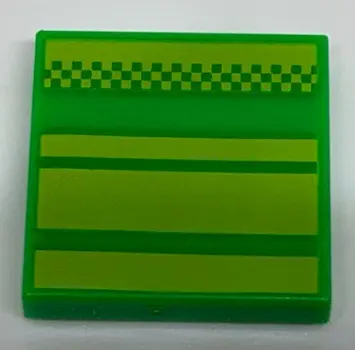 Bright Green Tile 2 x 2 with Pixelated Pipe Pattern