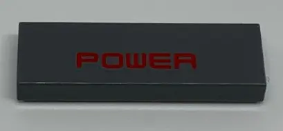 Dark Bluish Gray Tile 1 x 3 with Red 'POWER' Pattern