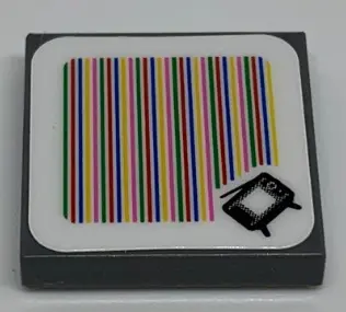 Dark Bluish Gray Tile 2 x 2 with Super Mario Scanner Code Television (TV) Pattern (Sticker) - Set 71