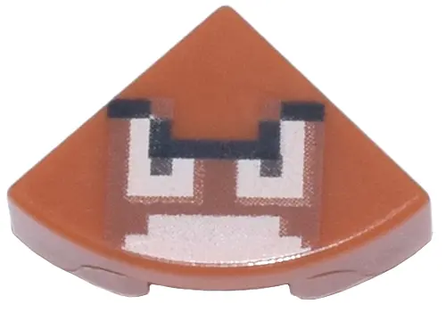 Dark Orange Tile, Round 1 x 1 Quarter with Super Mario Pixelated Goomba Face Pattern