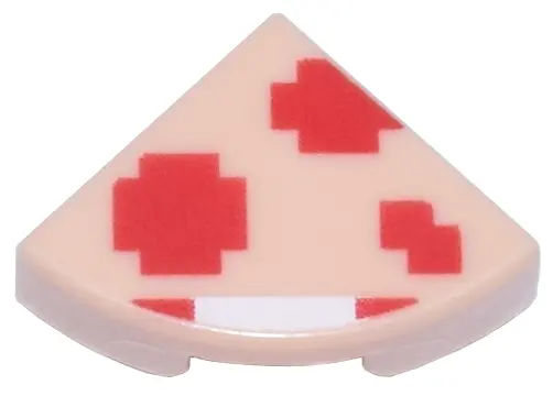 Light Nougat Tile, Round 1 x 1 Quarter with Super Mario Pixelated Super Mushroom Pattern