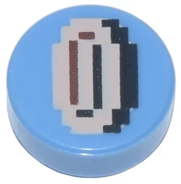 Medium Blue Tile, Round 1 x 1 with Super Mario Pixelated Coin Pattern