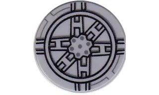 Light Bluish Gray Tile, Round 2 x 2 with Black SW Tie Fighter Pattern