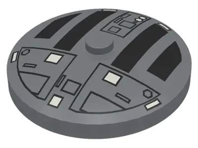 Dark Bluish Gray Dish 4 x 4 Inverted (Radar) with Solid Stud with Star Wars TIE Hatch Black and Whit