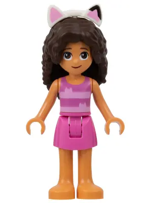 Gabby - Dark Pink and Bright Pink Striped Tank Top, Dark Pink Skirt
