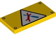 Yellow Tile 2 x 4 with Workshop Tools Pattern