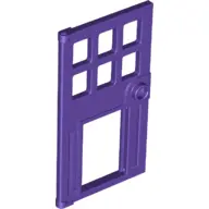 Dark Purple Door 1 x 4 x 6 with 6 Panes, Stud Handle, and Hole for Pet Flap