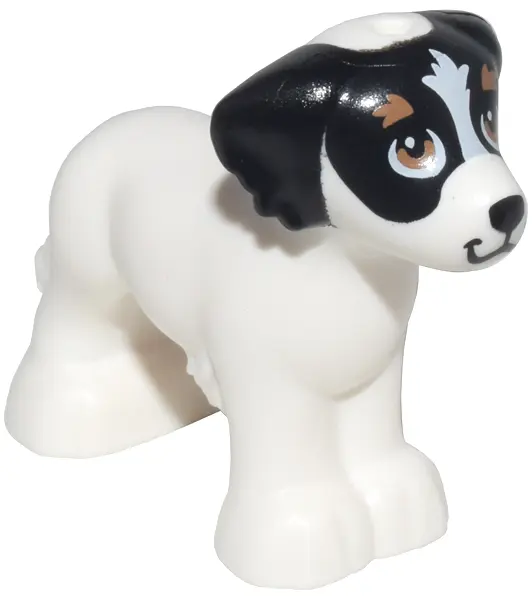 White Dog, Friends Style, Shaggy Fur, Ears, and Tail with Black Ears and Nose, Stripe on Forehead, M