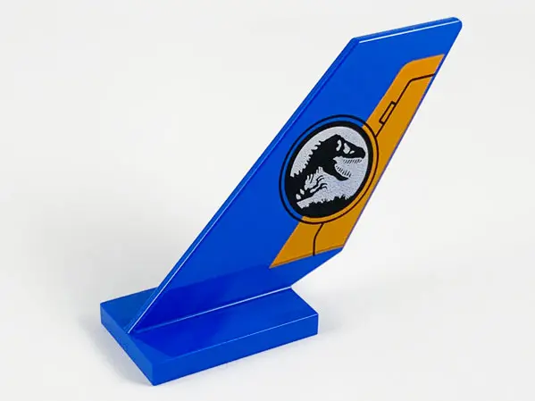 Blue Tail Shuttle with Orange Trim and Silver Jurassic World Logo Pattern on Both Sides