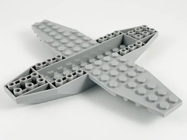Light Bluish Gray Aircraft Fuselage 4 x 16 x 1 with 2 x 10 Recessed Center and 8 x 4 Wings with Cuta