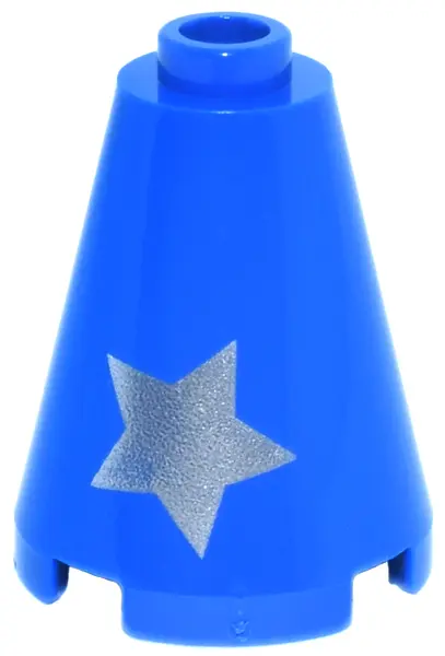 Blue Cone 2 x 2 x 2 - Open Stud with Silver Star Pattern