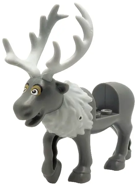 Dark Bluish Gray Reindeer, Frozen with Molded Light Bluish Gray Flexible Rubber Antlers, Tail and Fu