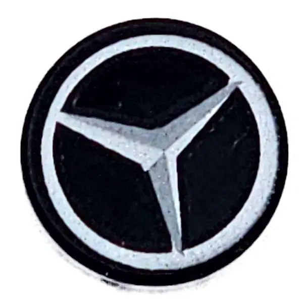 Black Tile, Round 1 x 1 with Dark Silver and Silver Mercedes-AMG Logo Pattern