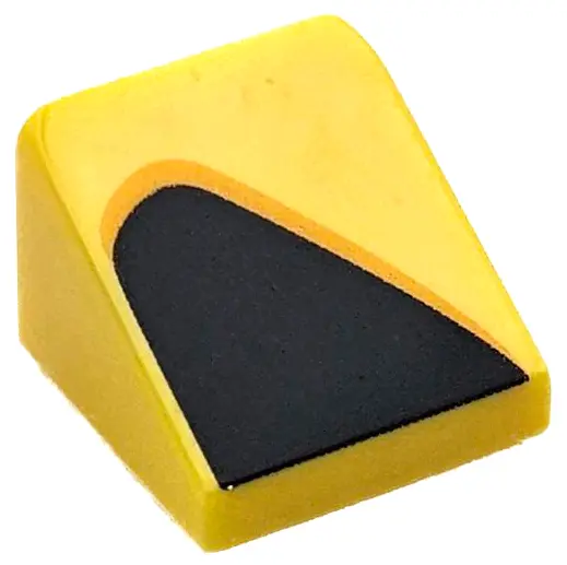 Yellow Slope 30 1 x 1 x 2/3 with Black and Bright Light Orange Curved Triangle / Vent Pattern Model 