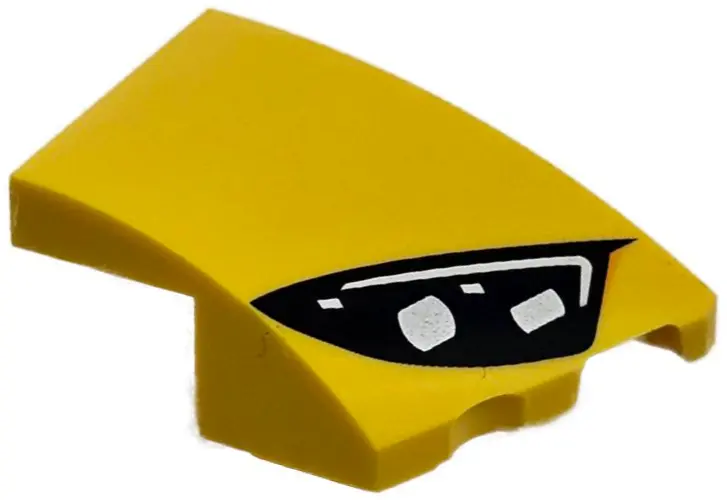 Yellow Wedge 3 x 2 Right No Studs with Black Mercedes-AMG Car Headlight, White Stripes and 2 Silver 
