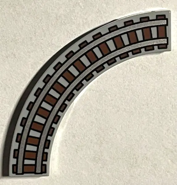 Light Bluish Gray Tile, Round Corner 4 x 4 Macaroni with Train Track Pattern