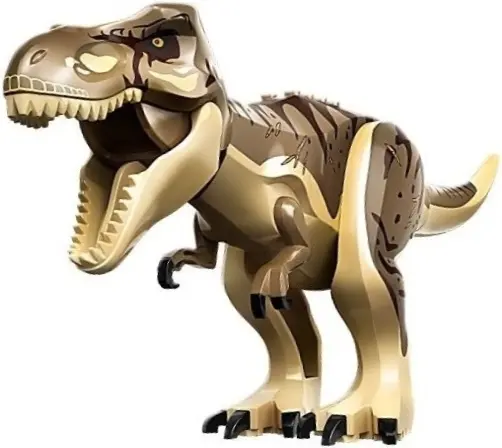 Tan Dinosaur Tyrannosaurus rex with Dark Tan Back, Dark Brown Markings and Scars