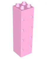 Bright Pink Duplo Wall 2 x 2 x 6 with Drawer Slots and 8 Hinges