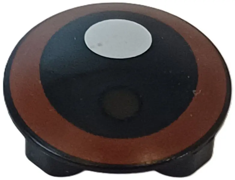 Plate, Round 2 x 2 with Rounded Bottom (Boat Stud) with Reddish Brown Eye with White Circle Pattern 