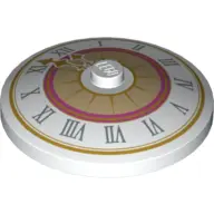 White Dish 4 x 4 Inverted (Radar) with Solid Stud with Clock Face with Roman Numerals Pattern