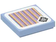 Bright Light Blue Tile 2 x 2 with Super Mario Scanner Code Big Spike Pattern (Sticker) - Set 71409