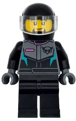 Race Car Driver - Male, Racing Suit with Hawk Head Logo, Black Legs, Black Helmet, Trans-Clear Visor