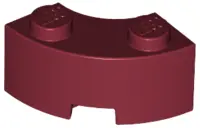 Dark Red Brick, Round Corner 2 x 2 Macaroni with Stud Notch and Reinforced Underside