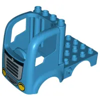 Dark Azure Duplo Car Body Truck 4 x 4 Flatbed with 4 Top Studs with Grille and Headlights Pattern