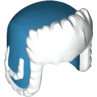 Dark Azure Minifigure, Headgear Ushanka Hat with Molded White Fur Lining Pattern