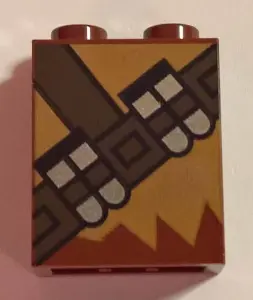 Reddish Brown Brick 1 x 2 x 2 with Inside Stud Holder with Medium Nougat Fur and Dark Brown Ammuniti