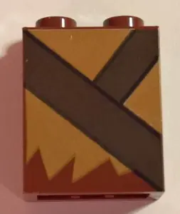 Reddish Brown Brick 1 x 2 x 2 with Inside Stud Holder with Medium Nougat Fur and Dark Brown Strap Pa