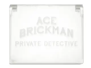 Trans-Clear Glass for Window 1 x 4 x 3 - Opening with 'ACE BRICKMAN PRIVATE DETECTIVE' Pattern