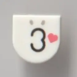 White Tile, Round 1 x 1 Half Circle Extended with Light Bluish Gray Nostrils, Black Kissy Mouth, and