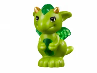 Lime Dragon, Elves, Baby with Molded Trans-Green Stomach, Spines, and Wings and Printed Gold Horns P