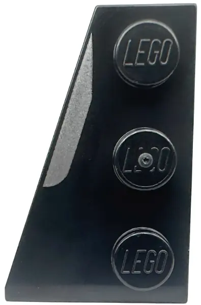 Black Wedge, Plate 3 x 2 Left with Silver Stripe Pattern