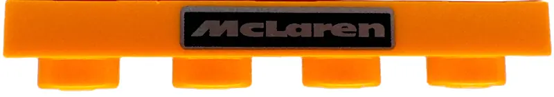 Orange Plate 1 x 4 with Black and Silver McLaren Logo Upside Down Pattern