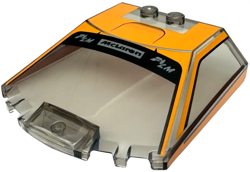 Trans-Brown Windscreen 6 x 6 x 1 1/3 Straight Sides with Orange and Black Window Frame Outline, Roof