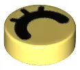Bright Light Yellow Tile, Round 1 x 1 with Black Eye Closed with Eyelashes Pattern
