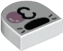 White Tile, Round 1 x 1 Half Circle Extended with Black Nose, Whiskers, and Kissy Mouth Blowing Brig