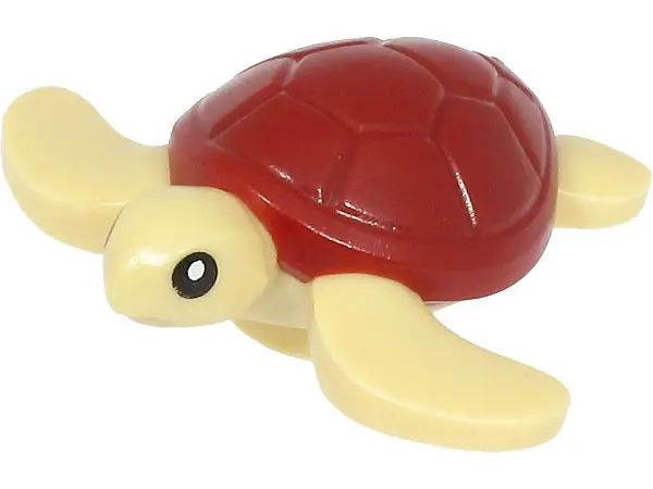 Tan Sea Turtle, Baby with Black Eyes and Dark Red Shell Pattern
