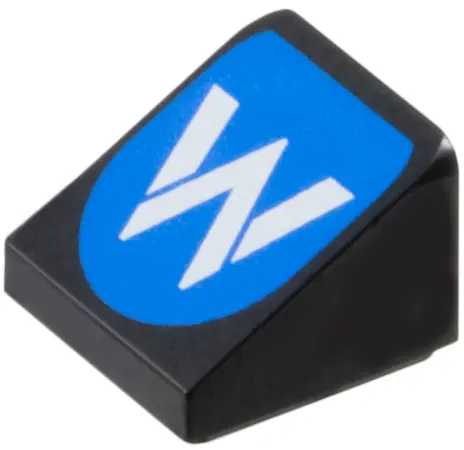 Black Slope 30 1 x 1 x 2/3 with Williams Formula 1 Logo Stylized White Capital Letter W on Blue Back