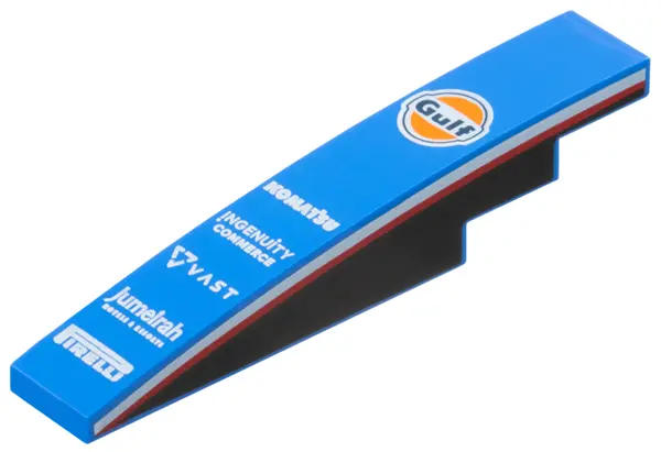 Blue Slope, Curved 6 x 1 with Dark Blue and Orange Gulf Logo, 'KOMATSU', 'INGENUITY COMMERCE', 'VAST