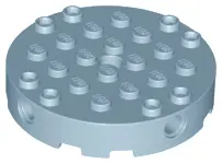 Sand Blue Brick, Round 6 x 6 with 4 Side Pin Holes and Center Hole
