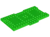 Bright Green Brick, Modified 8 x 16 x 2/3 with 1 x 4 Indentations and 1 x 4 Plate