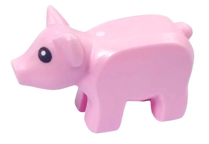 Bright Pink Piglet with Black Eyes and White Pupils Pattern