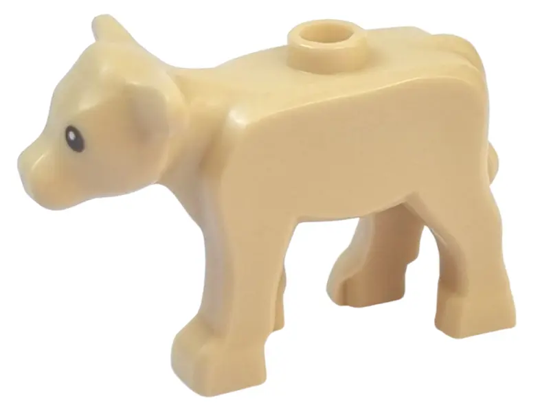 Tan Cow, Baby Calf with Black Eyes and White Pupils Pattern